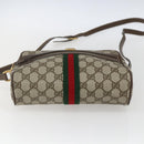 GUCCI GG Supreme Web Sherry Line Bag PVC Beige Gold 75 02 004 Auth 165083-9