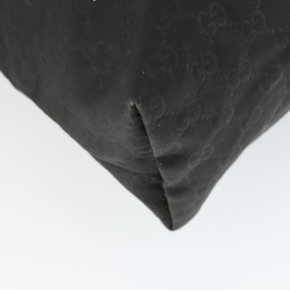 GUCCI GG Canvas Tote Bag Nylon Black Silver 295252 Auth 165091