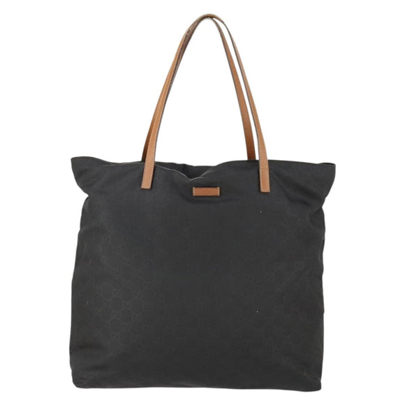 GUCCI GG Canvas Tote Bag Nylon Black Silver 295252 Auth 165091