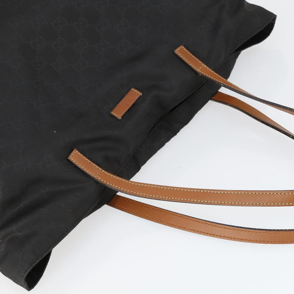 GUCCI GG Canvas Tote Bag Nylon Black Silver 295252 Auth 165091