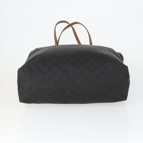 GUCCI GG Canvas Tote Bag Nylon Black Silver 295252 Auth 165091