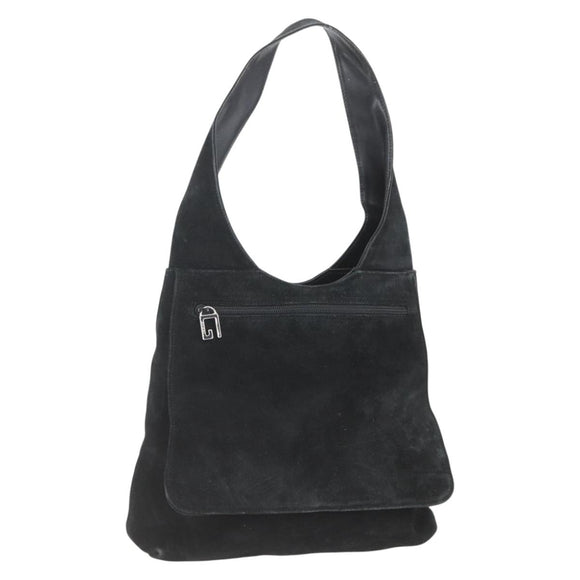 GUCCI Shoulder Bag Suede Black Auth 165095