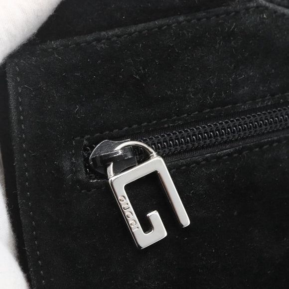 GUCCI Shoulder Bag Suede Black Auth 165095