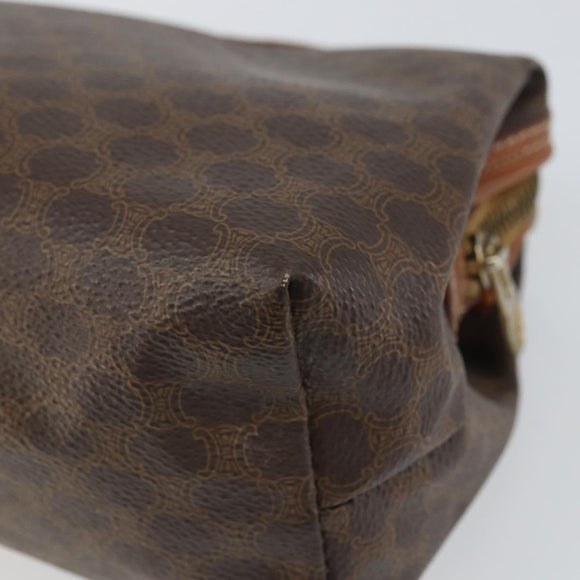 CELINE Macadam Canvas Pouch PVC Leather Brown Gold Auth 165097