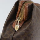 CELINE Macadam Canvas Pouch PVC Leather Brown Gold Auth 165097-8