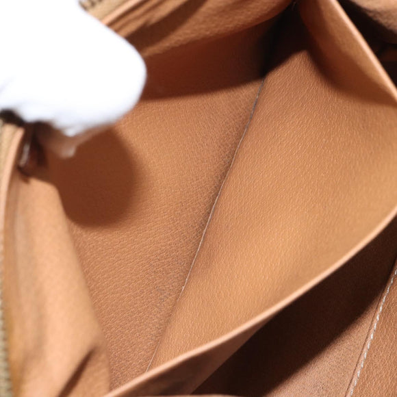 CELINE Macadam Canvas Pouch PVC Leather Brown Gold Auth 165097