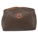 CELINE Macadam Canvas Pouch PVC Leather Brown Gold Auth 165097-13