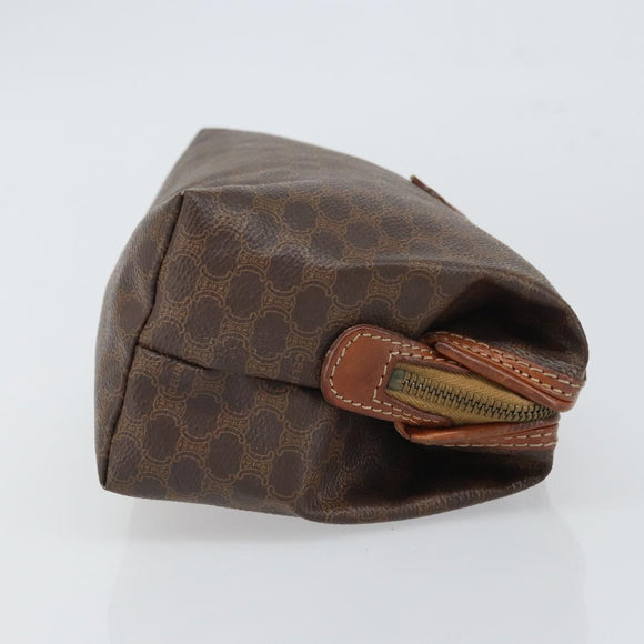 CELINE Macadam Canvas Pouch PVC Leather Brown Gold Auth 165097