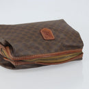 CELINE Macadam Canvas Pouch PVC Leather Brown Gold Auth 165097-5