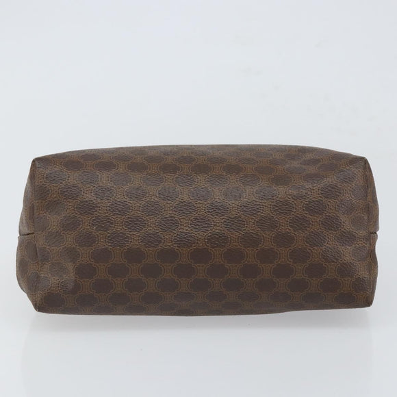 CELINE Macadam Canvas Pouch PVC Leather Brown Gold Auth 165097