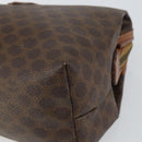 CELINE Macadam Canvas Pouch PVC Leather Brown Gold Auth 165097-7