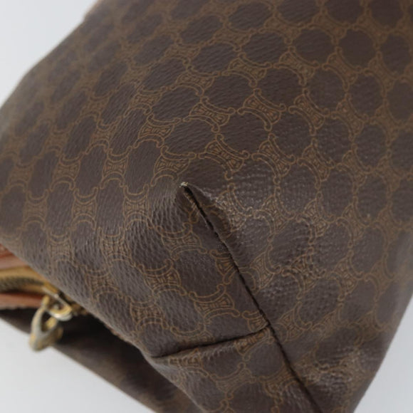 CELINE Macadam Canvas Pouch PVC Leather Brown Gold Auth 165097