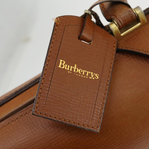 Burberrys Business Bag Leather Brown Gold Auth 165099