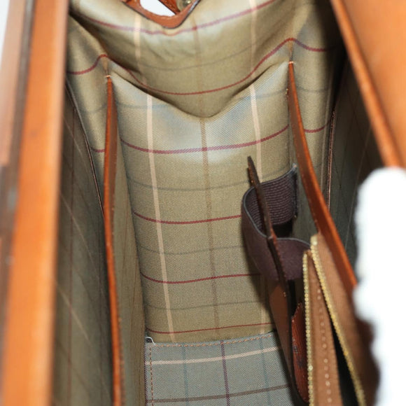 Burberrys Business Bag Leather Brown Gold Auth 165099
