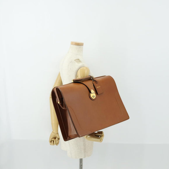 Burberrys Business Bag Leather Brown Gold Auth 165099