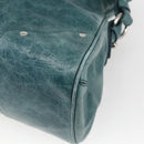BALLY Hand Bag Leather 2way Green Silver Auth 165100-17