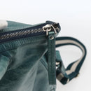 BALLY Hand Bag Leather 2way Green Silver Auth 165100-10