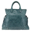 BALLY Hand Bag Leather 2way Green Silver Auth 165100-13