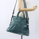 BALLY Hand Bag Leather 2way Green Silver Auth 165100-24