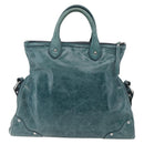 BALLY Hand Bag Leather 2way Green Silver Auth 165100-2