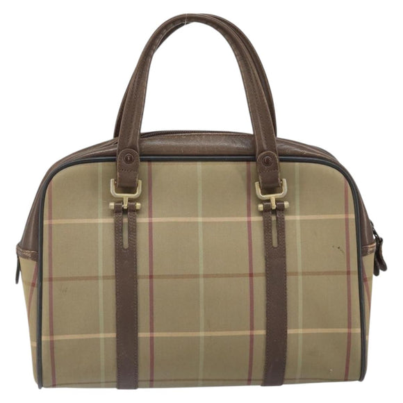 Burberrys Nova Check Hand Bag Canvas Beige Auth 165101