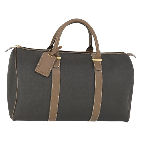 Dunhill Boston Bag PVC Brown Gold Auth 165102