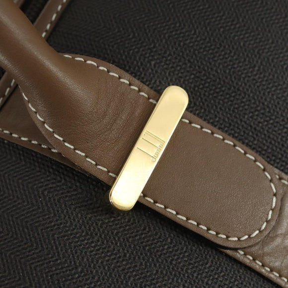 Dunhill Boston Bag PVC Brown Gold Auth 165102