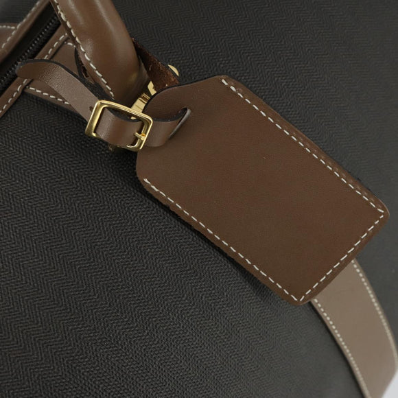 Dunhill Boston Bag PVC Brown Gold Auth 165102