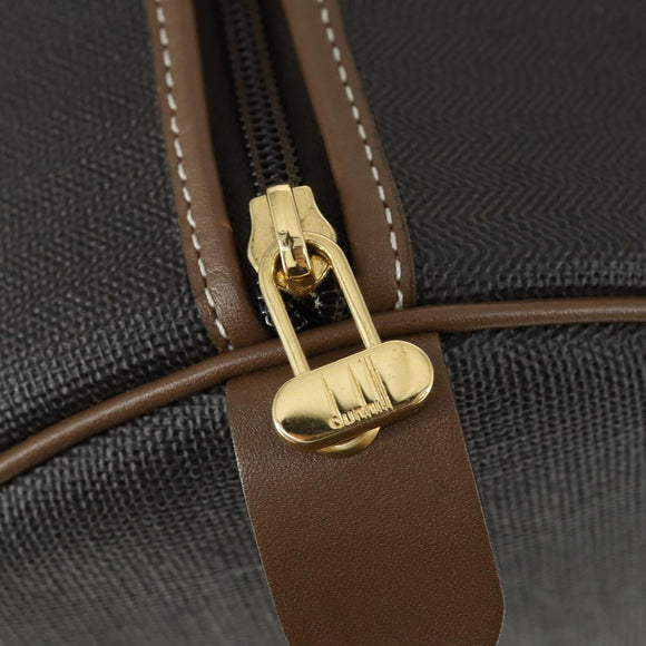 Dunhill Boston Bag PVC Brown Gold Auth 165102