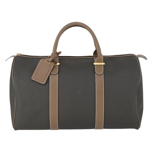 Dunhill Boston Bag PVC Brown Gold Auth 165102