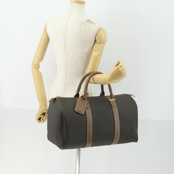 Dunhill Boston Bag PVC Brown Gold Auth 165102