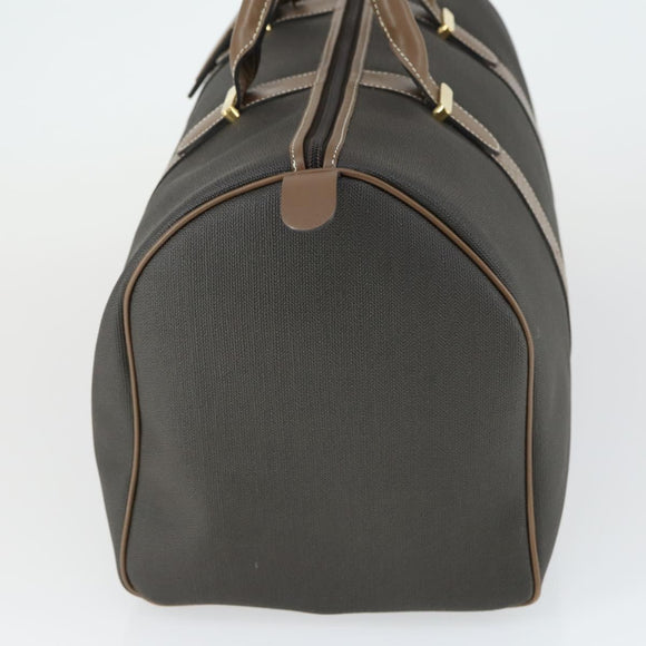 Dunhill Boston Bag PVC Brown Gold Auth 165102