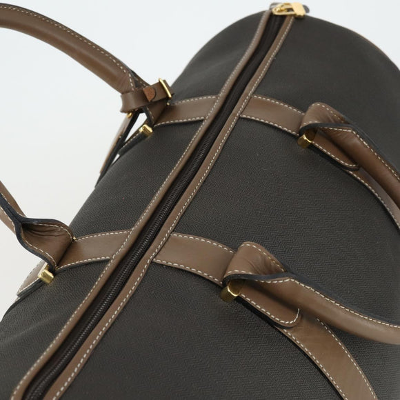 Dunhill Boston Bag PVC Brown Gold Auth 165102