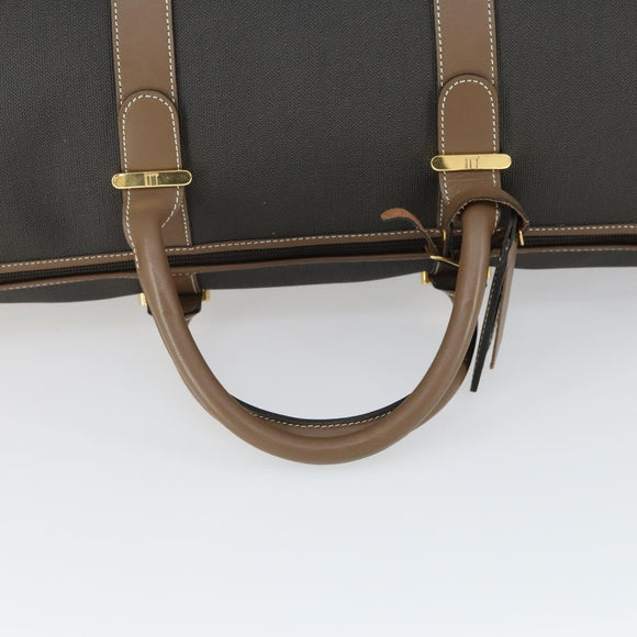 Dunhill Boston Bag PVC Brown Gold Auth 165102
