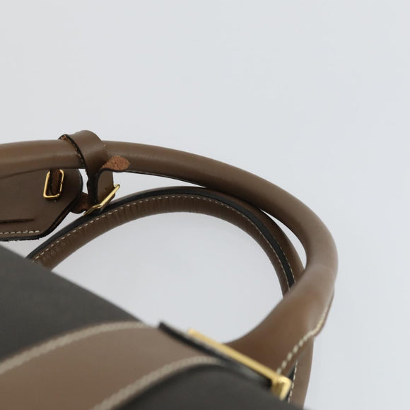 Dunhill Boston Bag PVC Brown Gold Auth 165102