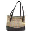 BURBERRY Nova Check Tote Bag Canvas Beige Gold Auth 165104-1