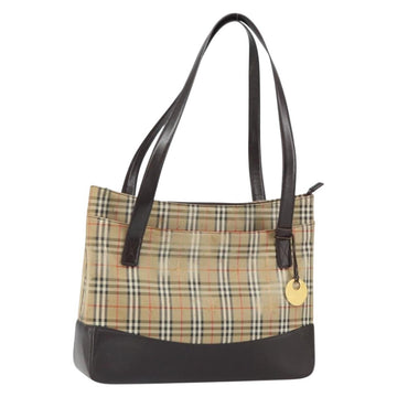 BURBERRY Nova Check Tote Bag Canvas Beige Gold Auth 165104
