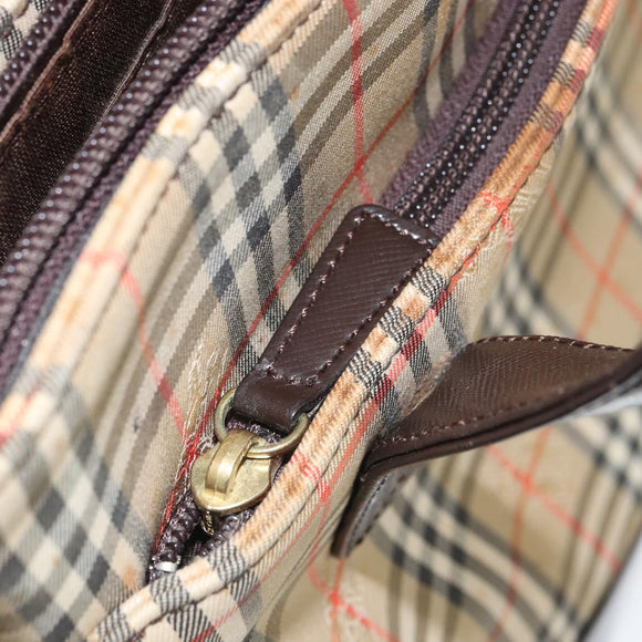 BURBERRY Nova Check Tote Bag Canvas Beige Gold Auth 165104
