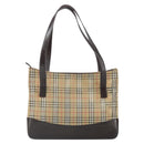 BURBERRY Nova Check Tote Bag Canvas Beige Gold Auth 165104-2