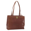 Salvatore Ferragamo Vala Tote Bag Leather Brown Gold Auth 165105-1