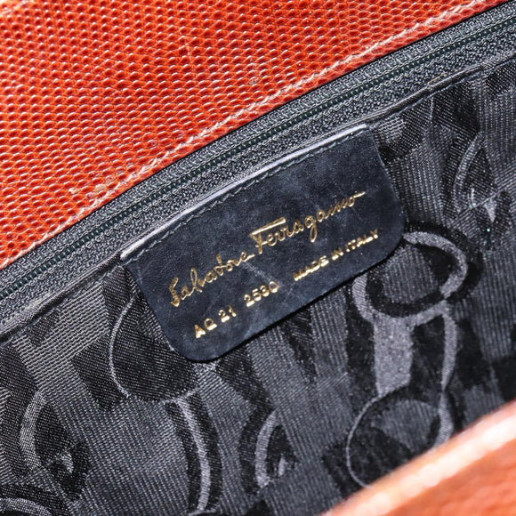 Salvatore Ferragamo Vala Tote Bag Leather Brown Gold Auth 165105