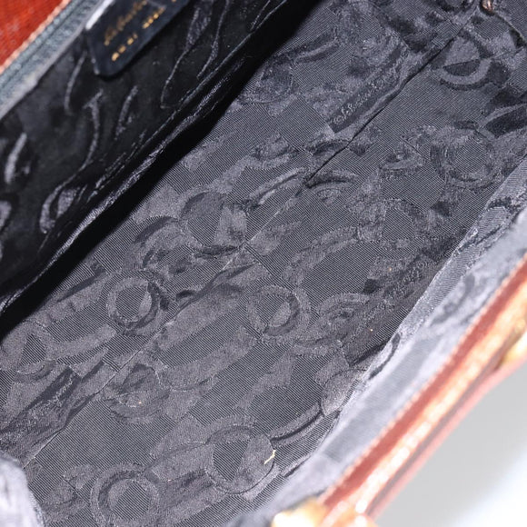 Salvatore Ferragamo Vala Tote Bag Leather Brown Gold Auth 165105