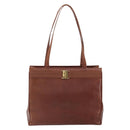 Salvatore Ferragamo Vala Tote Bag Leather Brown Gold Auth 165105-2