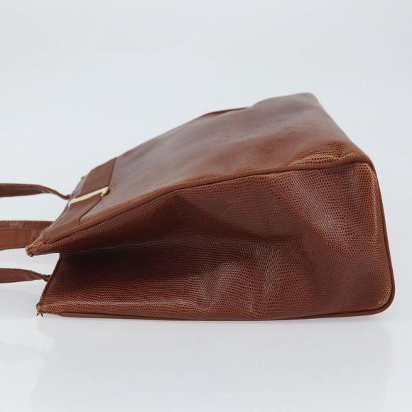 Salvatore Ferragamo Vala Tote Bag Leather Brown Gold Auth 165105