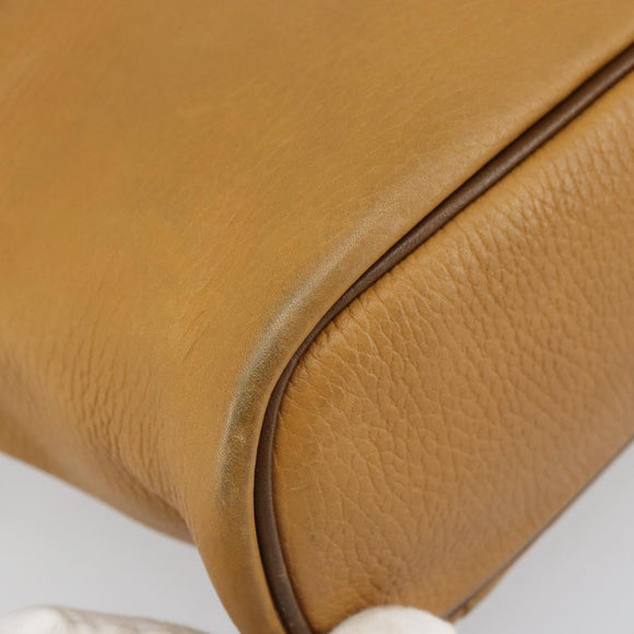 LOEWE Hand Bag Leather Beige Gold Auth 165106