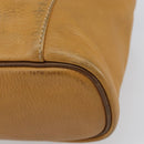 LOEWE Hand Bag Leather Beige Gold Auth 165106-15