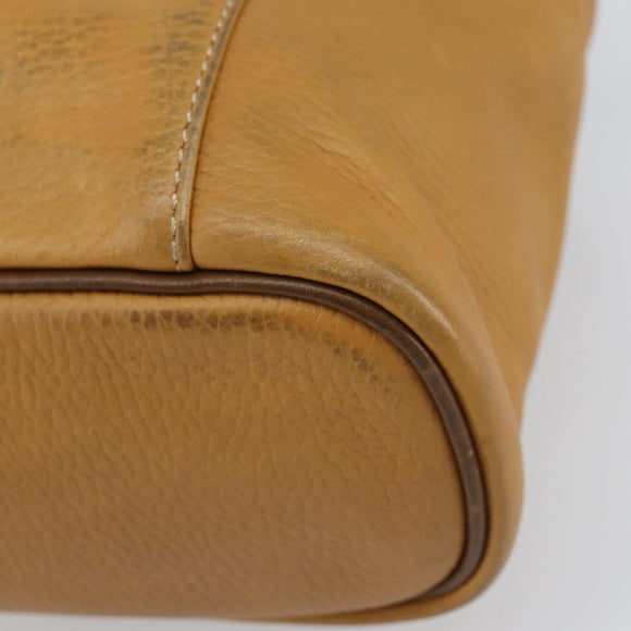 LOEWE Hand Bag Leather Beige Gold Auth 165106