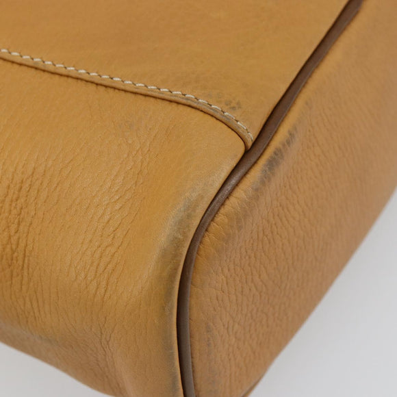 LOEWE Hand Bag Leather Beige Gold Auth 165106