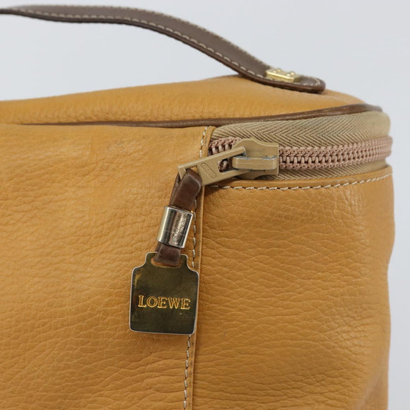LOEWE Hand Bag Leather Beige Gold Auth 165106