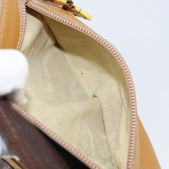 LOEWE Hand Bag Leather Beige Gold Auth 165106